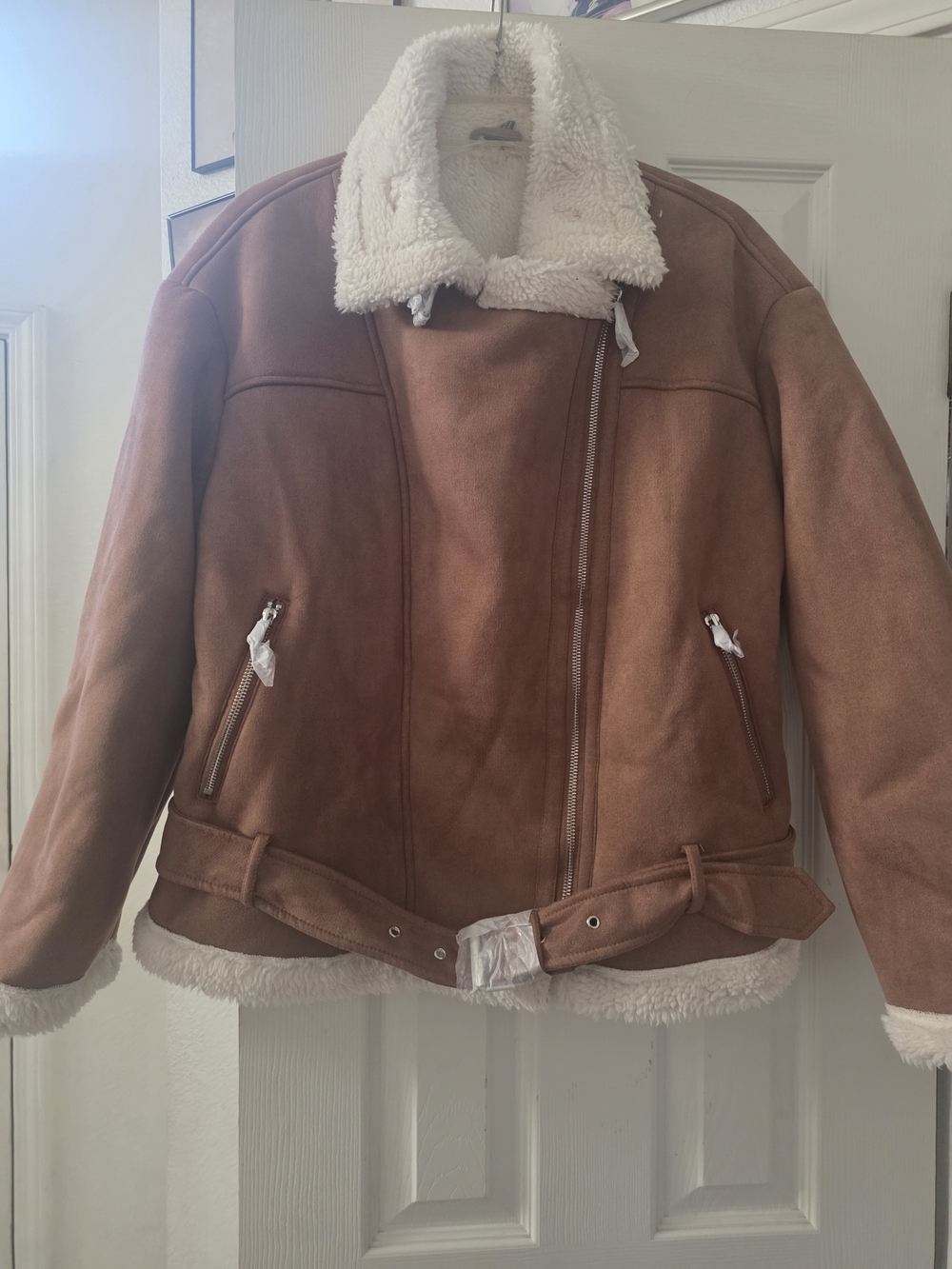Women’s Faux Shearling Aviator Jacket - Brown